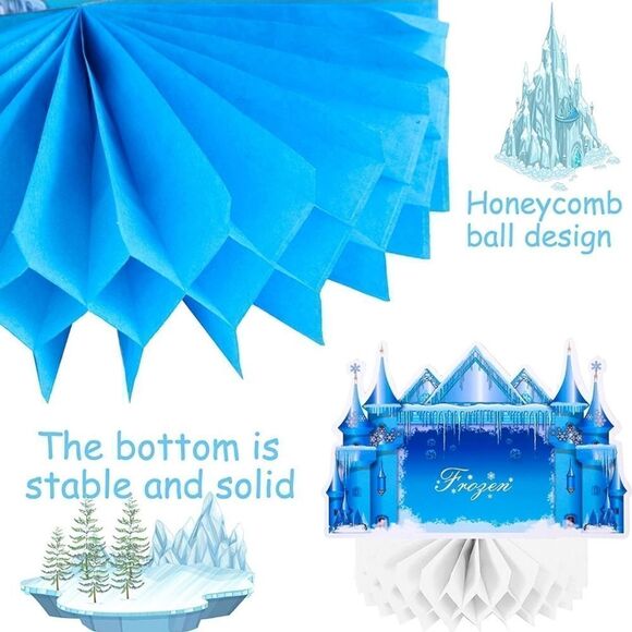 NWT 9 Pcs Frozen Castle Table Decoration Snowflake Honeycomb Centerpieces - Picture 4 of 6